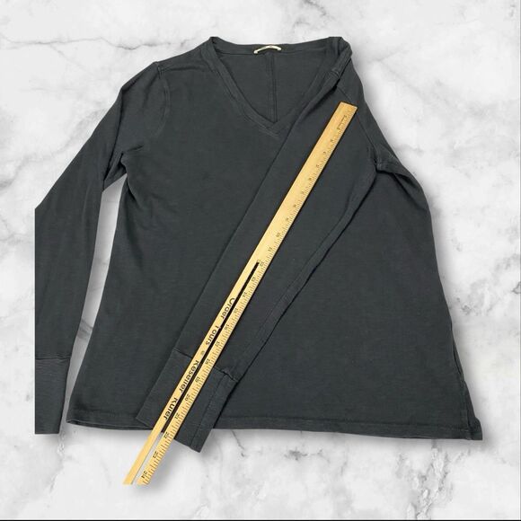 American Giant Premium Slub Tee Womens Large Black V-Neck Long Sleeve Top Preppy - Picture 10 of 16